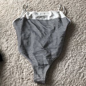 Solid and Striped full piece bathing suit size M